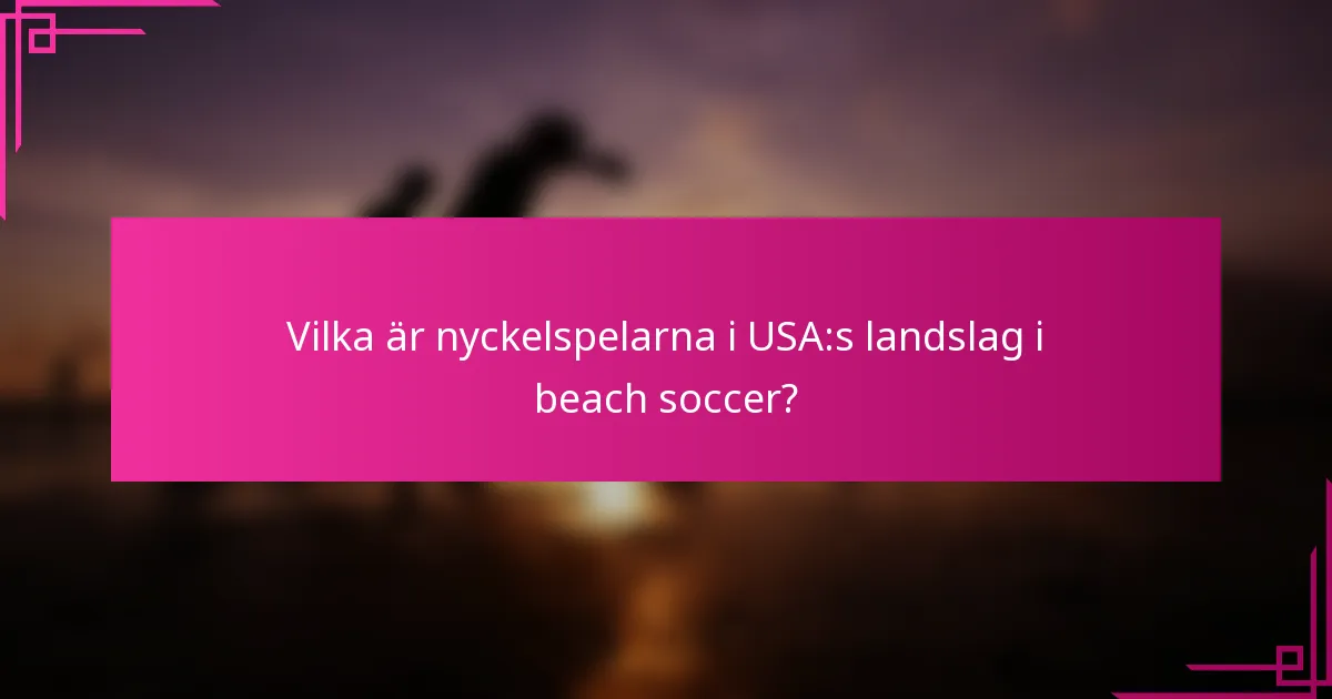Vilka är nyckelspelarna i USA:s landslag i beach soccer?